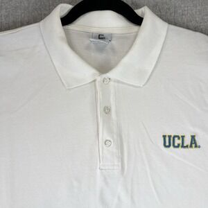 UCLA Bruins college university Polo Dress Shirt Men XL Embroidered Logo White
